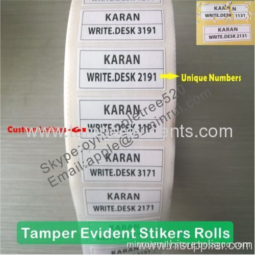 Custom Black Printing Destructive Seal Stickers,tamper Proof Labels Printed Logo And Unique Numbers,do Not Move Sticker 